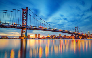 Philly skyline and Ben Franklin Bridge